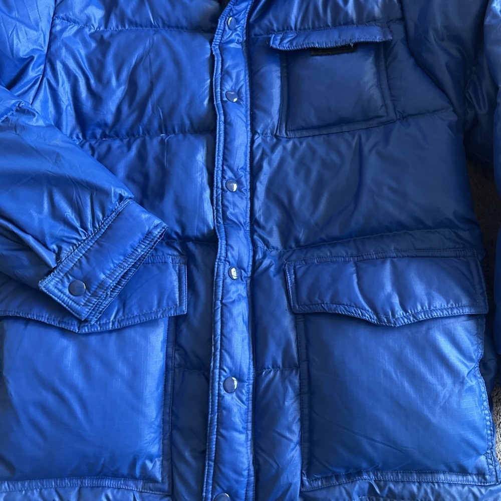 Vintage Packable Quilted Goose Down Men's Jacket Blue Outdoors Snow Small - Picture 9 of 16